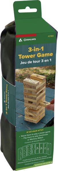 Coghlans 3 in 1 tower game -  Jenga, Domino alebo Matching v jednom balení