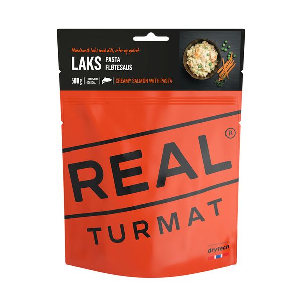 dehydrovaná strava REAL TURMAT Laks pasta fløtesaus  - Real Turmat Losos s cestovinami a smotanovou omáčkou