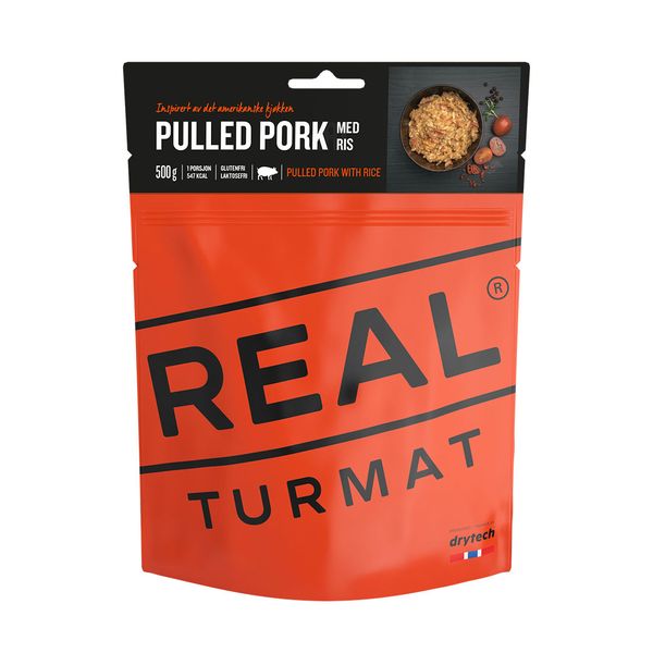 dehydrovaná strava REAL TURMAT Pulled pork med ris  - Real Turmat Trhané bravčové s ryžou bez lepku a bez laktózy