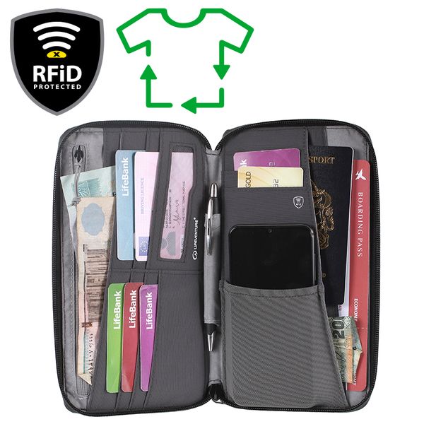 kapsa Lifeventure RFiD Travel Wallet Recycled - Lifeventure Travel Wallet RFiD