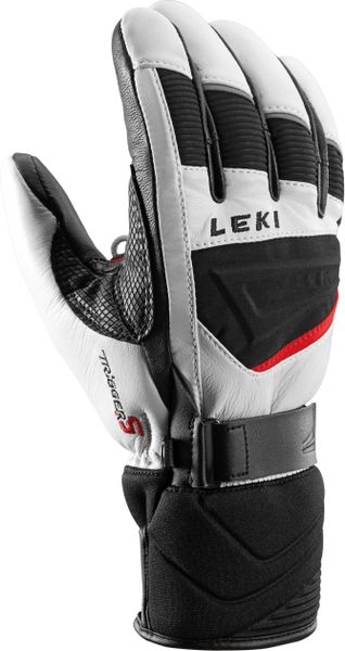 lyžiarské rukavice LEKI Griffin S white-black-red