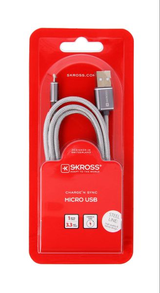 nabíjací kábel SKROSS Charge'n Sync Micro USB Steel Line - Skross® Charge'n Sync USB / Micro USB