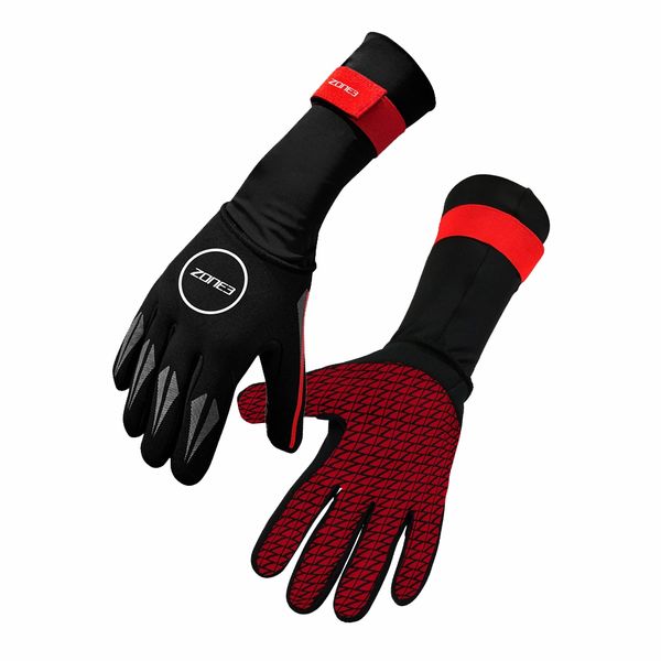 Neoprenové plavecké rukavice Zone3 Neoprene Swim Gloves black-red