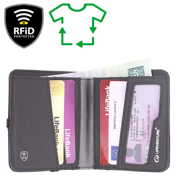 peňaženka Lifeventure 	RFiD Compact Wallet Recycled grey - Lifeventure RFiD Compact Wallet grey