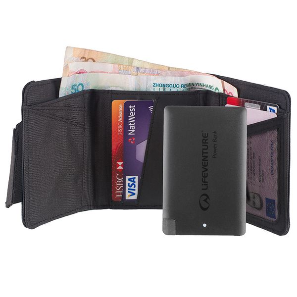 peňaženka Lifeventure RFiD Charger Wallet + Power bank; grey