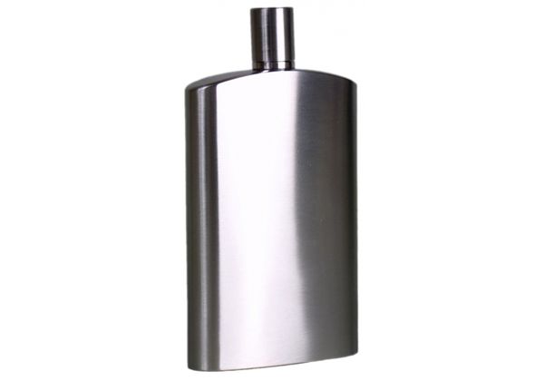 ploskačka , nerezová fľaštička BasicNature Flachmann Brush - 150 ml, úzka