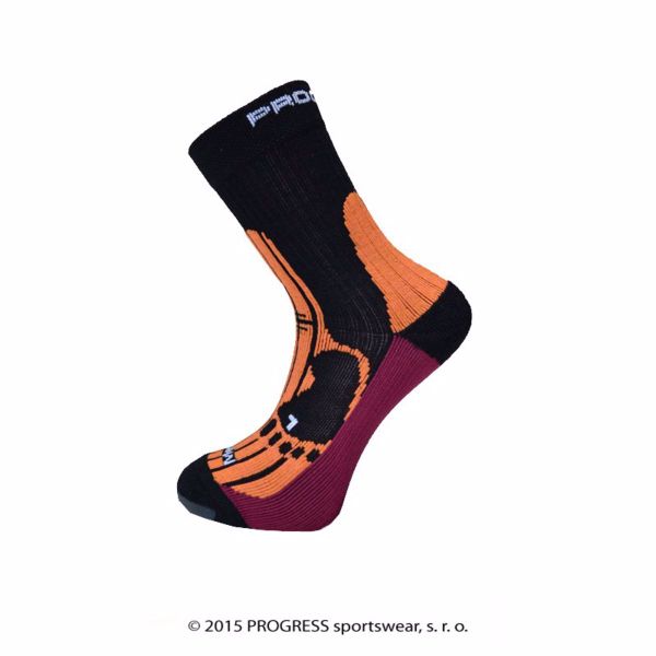 ponožky PROGRESS P MRN - Ponožky Progress merino vlna čierno/oranžovo/bordo