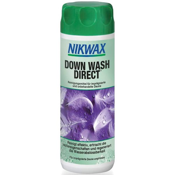 prací prostriedok Nikwax DOWN WASH DIRECT 300 ml regeneruje vodoodpudivé vlastnosti páperového oblečenia a spcích vakov