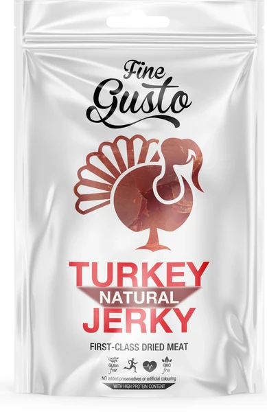 Sušené mäso hovädzie Fine Gusto Turkey Jerky Natural 50g FG-TJN50