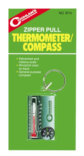 teplomer s kompasom COGHLANS Thermometer - Kompass- Coghlan's Zipper Thermometer/Kompass