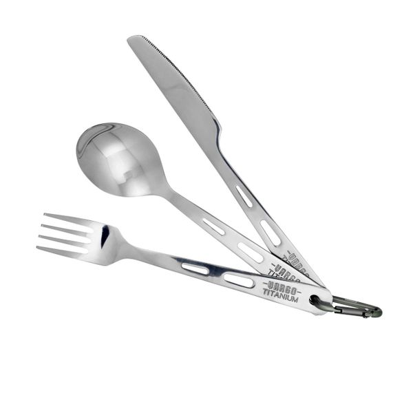 titánový príbor VARGO Titan 3 dielny - Titanium Spoon / Fork / Knife Setargo Titanium Spoon / Fork / Knife Set