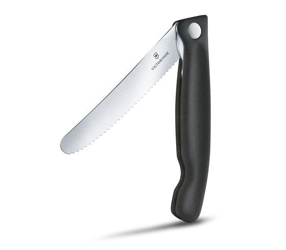 Victorinox 6.7833.FB Skladací nôž na ovocie a zeleninu čierny – zúbkovaná čepeľ - Swiss Classic Foldable Paring Knife black