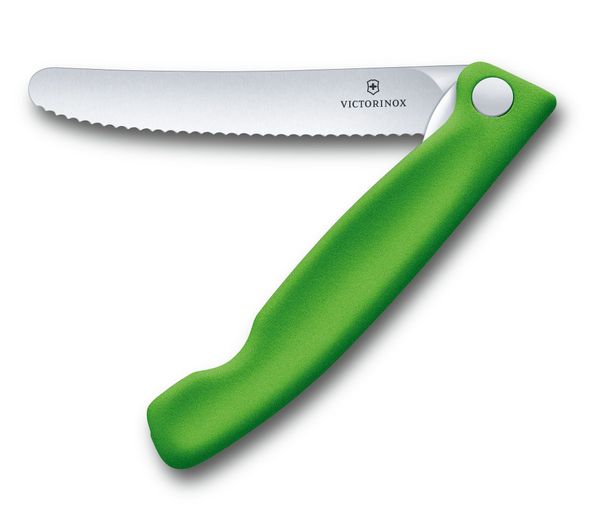 Victorinox 6.7836.F4B Skladací nôž na ovocie a zeleninu zelený – zúbkovaná čepeľ - Swiss Classic Foldable Paring Knife green