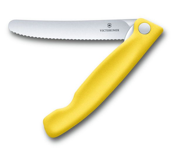 Victorinox 6.7836.F8B Skladací nôž na ovocie a zeleninu žltý – zúbkovaná čepeľ - Swiss Classic Foldable Paring Knife yellow