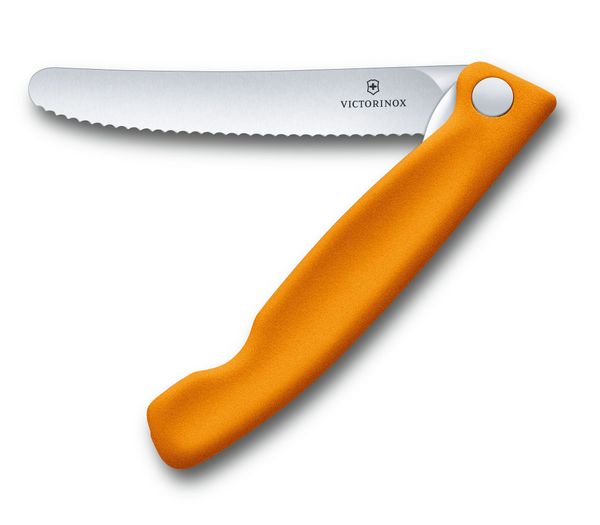 Victorinox 6.7836.F9B Skladací nôž na ovocie a zeleninu oranžový – zúbkovaná čepeľ - Swiss Classic Foldable Paring Knife orange