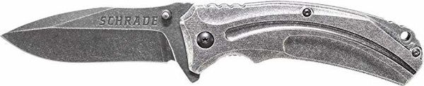 zatvárací nôž SCH504 Schrade Stonewash 9Cr18MoV High Carbon Stainless Steel Blade, Aluminum Handle